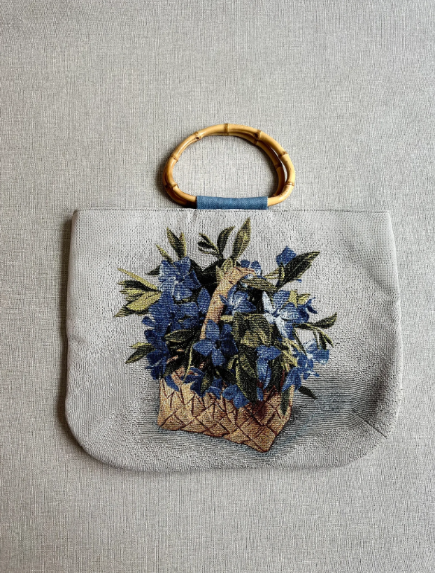 Гобеленова сумка з синіми квітами - Зображення 2