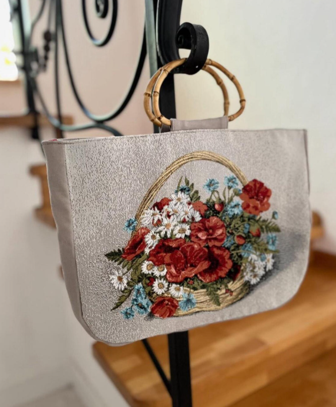 Гобеленова сумка з маками та ромашками - Зображення 2