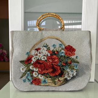 Гобеленова сумка з маками та ромашками